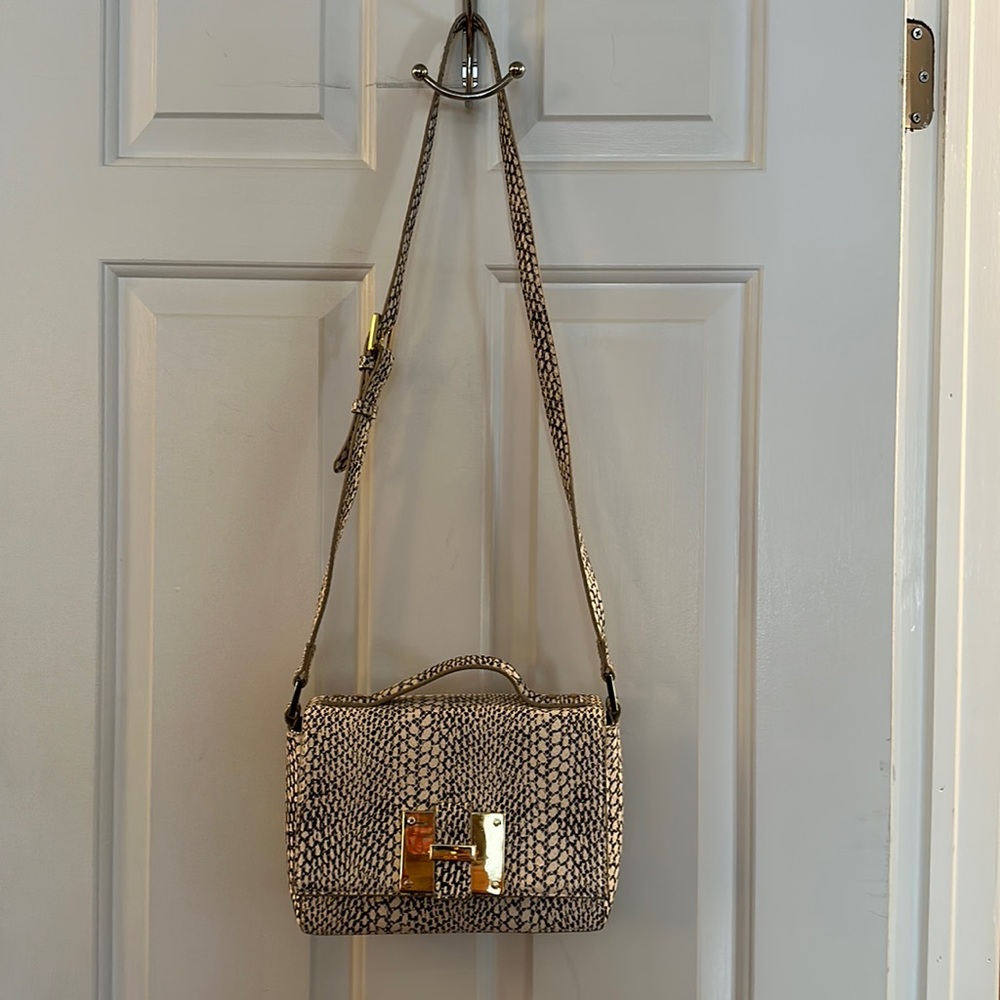 India Hicks Lady P Snake print Leather Crossbody Bag